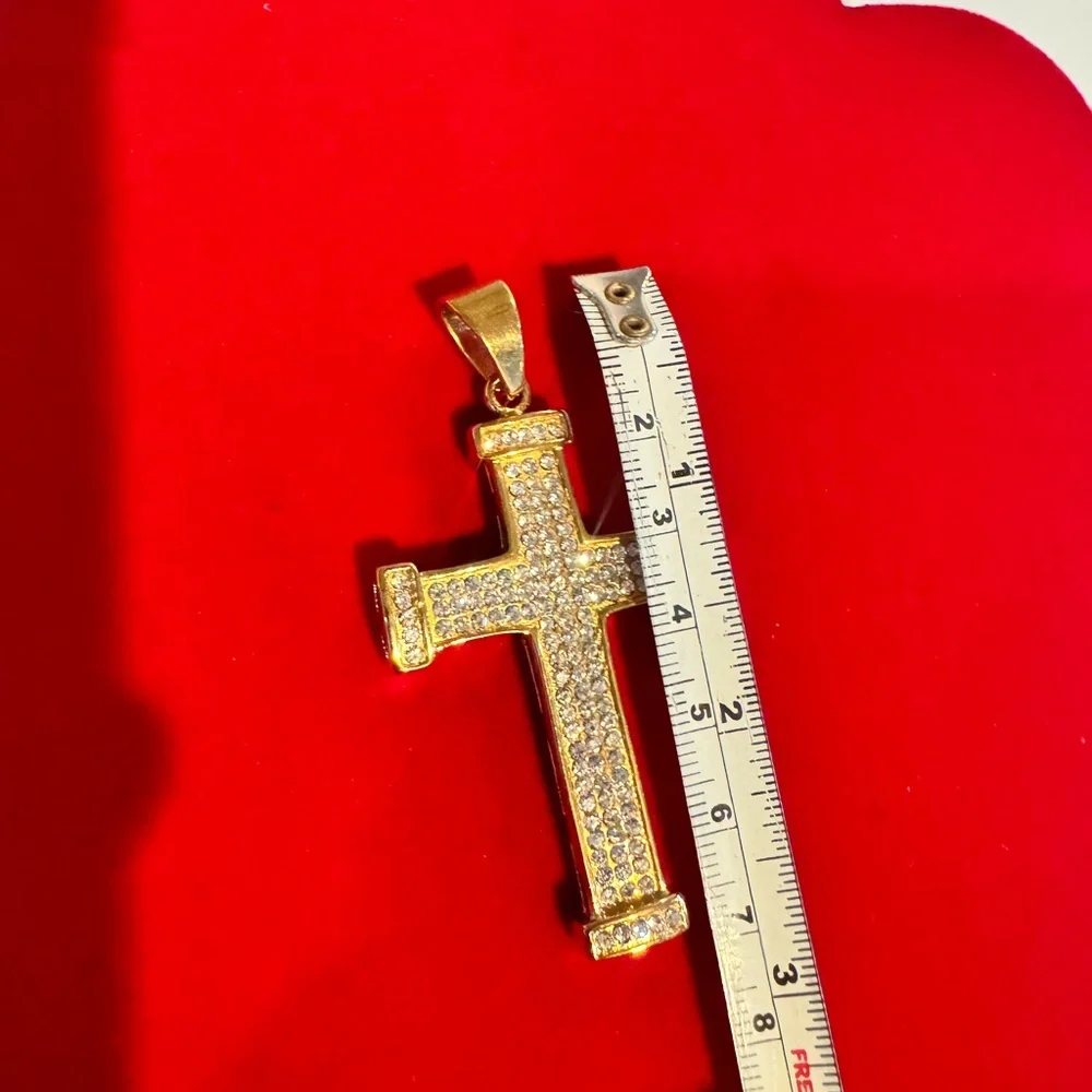 Stainless Steel Cross Pendant with cubic zirconia stones